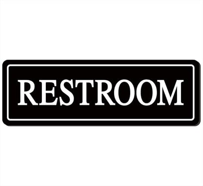 Restroom Sign - Bathroom Sign, Premium Durable Acrylic Material, Super Strong Self-Adhesive, Quick Installation, Suitable For Your Home And Business (9×3 Inches, Black/White) - color: Black/White - Restroom