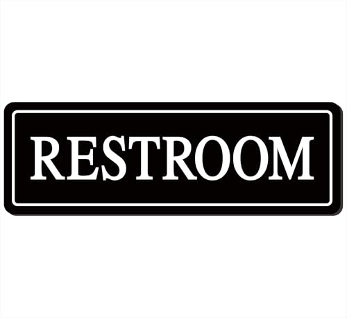 Restroom Sign - Bathroom Sign, Premium Durable Acrylic Material, Super Strong Self-Adhesive, Quick Installation, Suitable For Your Home And Business (9×3 Inches, Black/White) - color: Black/White - Restroom