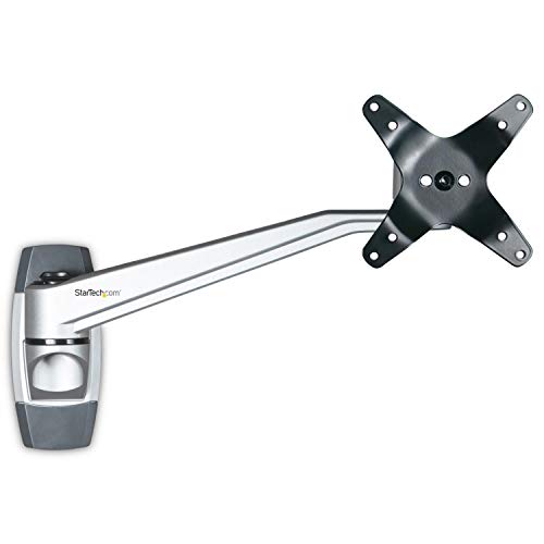 StarTech Wall Mount Monitor Arm 12in to 34in, 30.9lb/14kg, Swivel, Silver - color: Silver, style: Single-Swivel