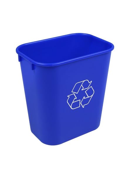 Rectangular Commercial 3.5 Gallon Office Blue Recycling Bin Wastebasket Small Compact Trash Can Deskside Bin, Undersink Bin (4, 3.5 Gallon) - size: 3.5 Gallon