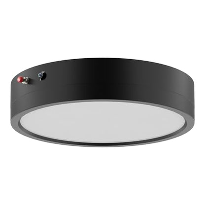 ZAGO 7 Inch Flush LED Lights with Emergency Battery Backup, Wafer Round Disk Light Emergency Kit, Edgelit, 120-277V, Dimmable, 15W, 1000LM, 5CCT Selectable, ETL/Wet Rated, Black - color: Black(EM 1 Pack)