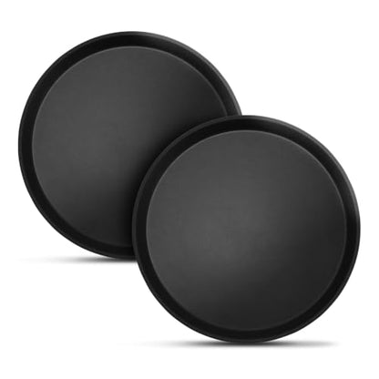 2 Pack 16" Commercial Non-Slip Round Serving Trays, NSF, Black - color: Black, size: 16"