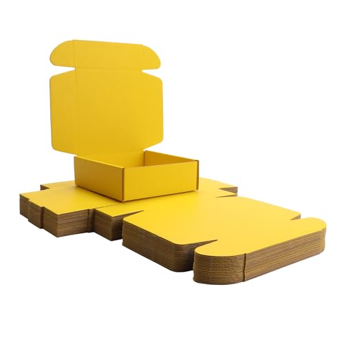 Small Yellow Shipping Packaging Boxs KAXILU 20pcs Shipping Boxs L6xW6xH2 inch Suitable E-Commerce Packaging - color: Yellow-20PCS, size: Small-L6xW6xH2 inch