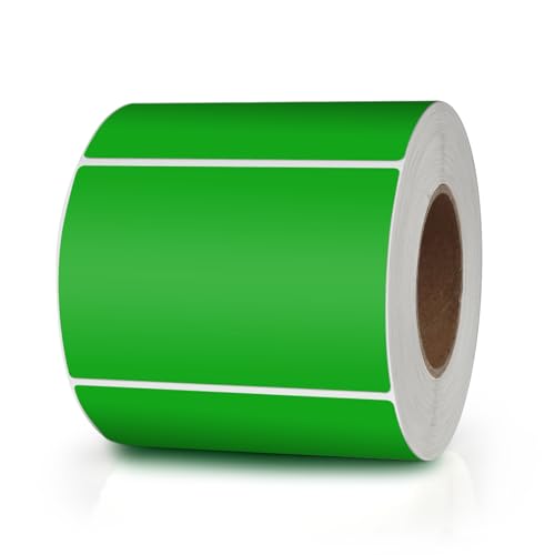 Green Rectangle Labels 3" x 2" Color Coding Stickers Roll 500 Pcs - color: Green