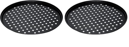 Restaurantware Met Lux 13 Inch Pizza Pan With Holes 1 Heavy-Duty Pizza Pan With Holes - Perforated Non-Stick Carbon Steel Pizza Crust Pan Keeps Pizza Fresh For Any Food Service Establishments - size: 13" (Pack of 2)