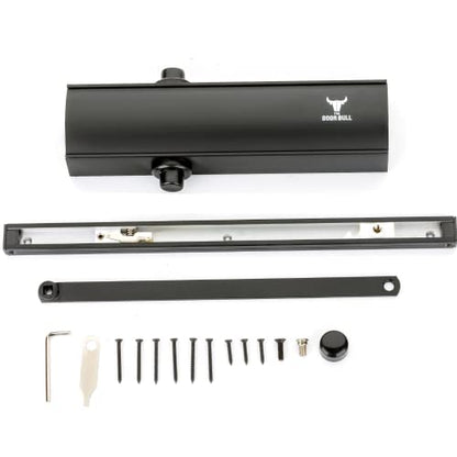 The Door Bull Series 5000 Automatic Door Closer – Hold Open Arm Features - size: 5000 Series, style: Matte Black
