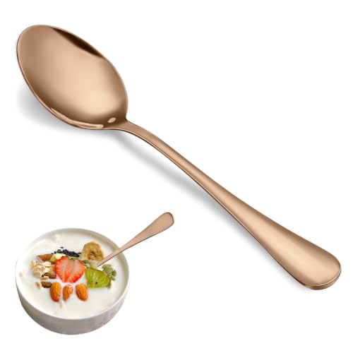 12 Pcs Rose Gold Teaspoons Set, Stainless Steel Spoon Silverware, 6.7 Inch - color: Rose Gold