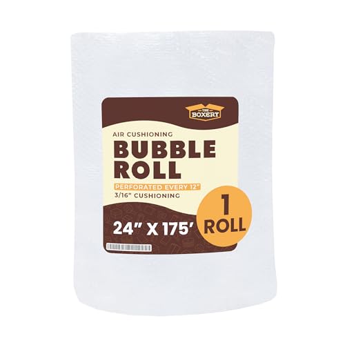 The Boxery Bubble Roll 24 Inch x 175 Feet Small Bubble Cushioning Wrap for Packing Moving and Shipping Supplies by The Boxery 1 Roll - size: 24 inch x 175 feet