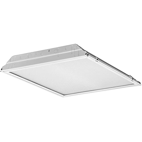 Lithonia Lighting 2x2 Lensed LED Troffer Light, Recessed LED Drop in Ceiling Light with Prismatic Lens for Grid Ceilings, 120 Volt, 4000K Cool White - color: Non-Dimmable
