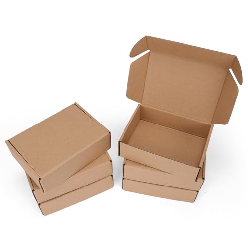 7x5x2 inch Small Shipping Boxes, Set of 6 Mailing Boxes, Brown - color: Brown, size: 7x5x2 inch 6 Pack