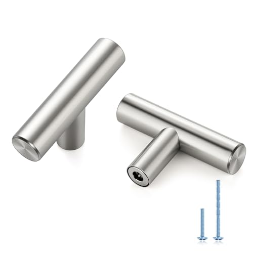 30 Pack Brushed Nickel Cabinet Knobs, 2in Length T Bar Drawer Pulls - color: Brushed Nickel, size: 30 Pack, style: T Bar