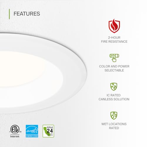 ASD 4 Pack LED Round Fire Rated Commercial Downlight 8 Inch, 13/16/19/22/25W 120-277V 0-10V Dimmable Canless Recessed Lights, 120Lm/W 2975Lm 2700/3000/3500/4000/5000K, White ETL ES T24 - size: 8 Inch