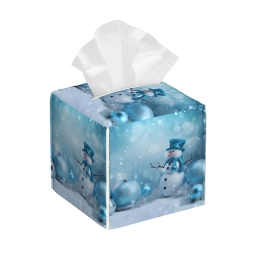 Snowman Gifts Square Tissue Boxes Holder 5.2"x5.2"x5.2" for Home Car Office Table. - color: Snowman Gifts