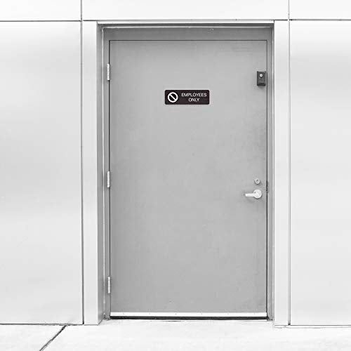 SBLABELS Employees Only Indoor Easy Adhesive Mount Door and Wall Sign for Private Rooms Restaurants and Small Businesses 3" x 9" - Dark Wood - color: Dark Woodgrain, style: Employees Only