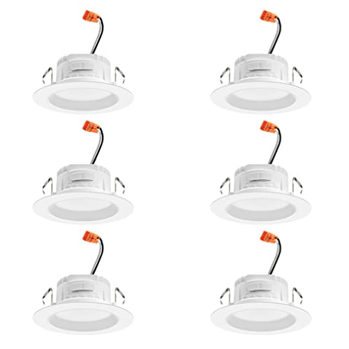 Juno RetroBasics 4" LED Recessed Lighting 5-in-1 CCT, Matte White, 6-Pack - color: Switchable White, size: 4-Inch (6-Pack), style: Standard | Non-Adjustable | Smooth Trim