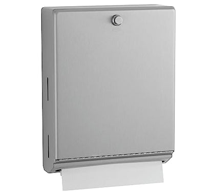 Bobrick B-2620 Surface Mounted Paper Towel Dispenser - Stainless Steel Commercial Bathroom Towel Dispenser with Knob-Latch 400 C-Fold or 525 Multifold Capacity - size: 14", style: Knob-Latch
