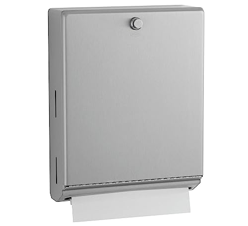 Bobrick B-2620 Surface Mounted Paper Towel Dispenser - Stainless Steel Commercial Bathroom Towel Dispenser with Knob-Latch 400 C-Fold or 525 Multifold Capacity - size: 14", style: Knob-Latch