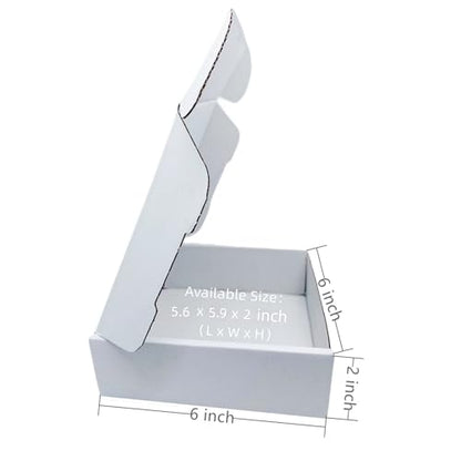 6x6x2 inch Small White Mailers Boxes Set of 10 - size: 6x6x2 inch