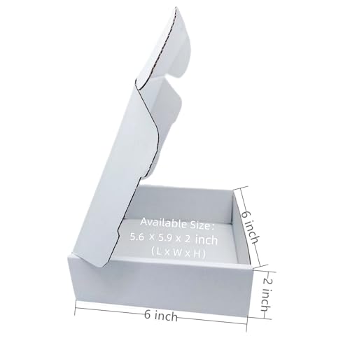 6x6x2 inch Small White Mailers Boxes Set of 10 - size: 6x6x2 inch