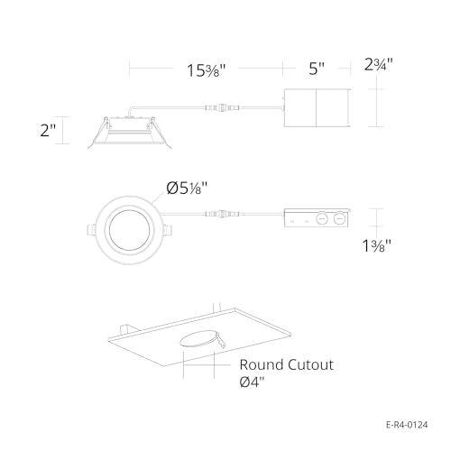Builder Essential 4in Cutout 1,050 Lumens Round LED Recessed Light and Housing for Remodel or New Construction with Regressed Trim 8W-10W-12W, 5-CCT 2700-3000-3500-4000-5000K in White - size: 5in Size, 1050 Lumens