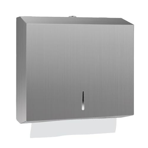 Stardrix Paper Towel Dispenser Wall Mount, Brushed Stainless Steel Commercial Paper Towel Holder with Lock, Large Capacity 250 C Fold/300 Multifold Towels - color: Brushed, size: 250 C Fold/300 Multi-Fold with Lock