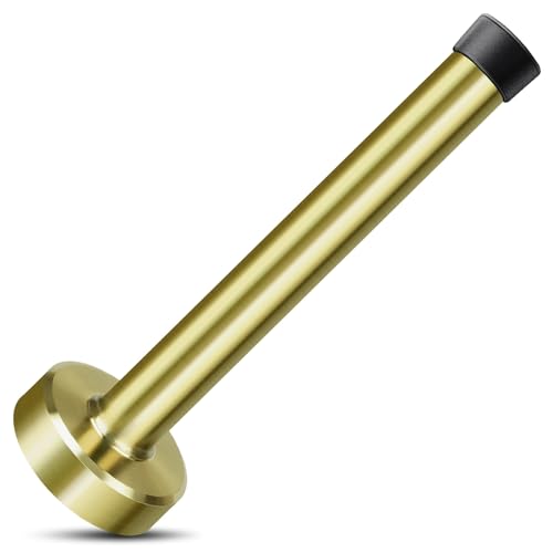 KOLAKO Door Stop, Long Door Stopper 8 Inch(200mm) Wall Mount Door Stop Bumper with Soft Rubber Tip, Stainless Steel Solid Doorstop for Bottom of Door, Gold - color: Gold, size: 8 inch X 1 pack