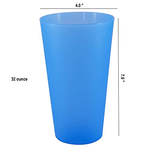 32oz Plastic Cups Reusable set of 12, Large Plastic Tumbler Coastal - color: Coastal Colors