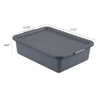 3-Pack 13 L Plastic Commercial Bus Box with Lid, Meat Tubs, Grey