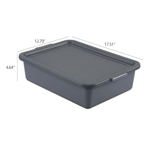 3-Pack 13 L Plastic Commercial Bus Box with Lid, Meat Tubs, Grey