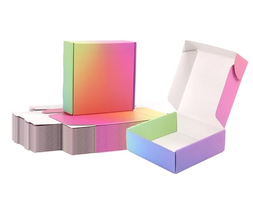 6x6x2 Shipping Boxes Small, 45 Pack Rainbow Corrugated Cardboard Mailer Boxes for Small Business, Mailing, Packaging - color: Rainbow, size: 6x6x2"-45 Pack