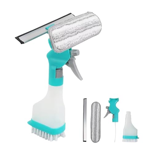 4 in 1 Window Cleaning Kit,Professional Window Vacuum Squeegee with Spray Bottle for Shower Tile Wall Mirror Glass Car Windshield Countertop,Windows Cleaner Brush Tools Easy Gadget
