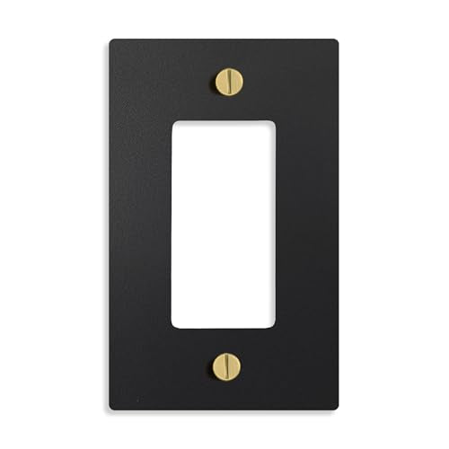 SELECT 1-Gang Solid Brass Wall Plate Cover, Black w/Brass Accessories - color: Black with Brass, size: 1 Gang, style: Wall Plate