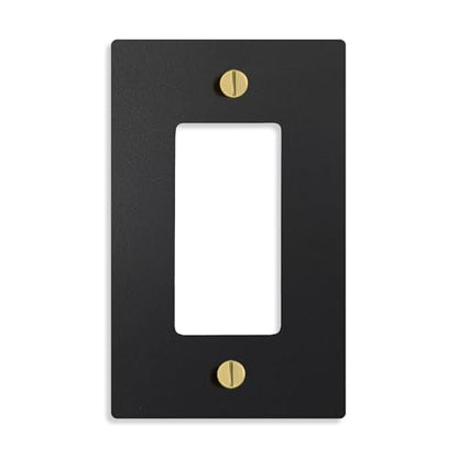 SELECT 1-Gang Solid Brass Wall Plate Cover, Black w/Brass Accessories - color: Black with Brass, size: 1 Gang, style: Wall Plate