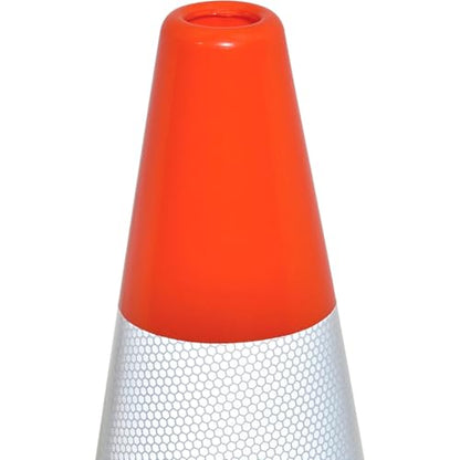 Global Industrial 36" Traffic Cone with High Intensity Reflective Tape, Orange Cone with Black Base, 10 lbs, for Roads, Warehouses, Garages, Parking Lots, and More