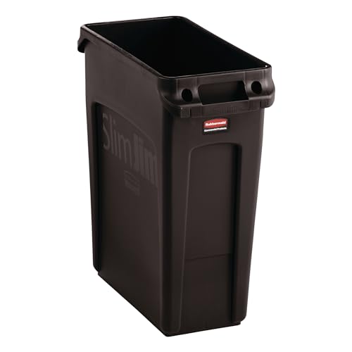 Rubbermaid Commercial Products Slim Jim Trash Can, Brown, 16-Gallon - color: Brown, size: 16 Gal