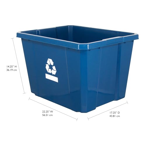Gracious Living 17 Gallon/64 Litre Curbside Blue Box Recycling Bin, 12 Pack - size: 12 Pack