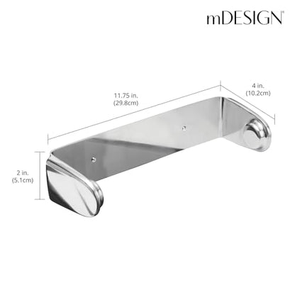 mDesign Metal Wall Mounted Paper Towel Holder Dispenser for Walls or Under Cabinet in Kitchen, Pantry, Cupboard, Sink Storage, Holds Jumbo Rolls - Omni Collection - Polished Stainless Steel - color: Chrome