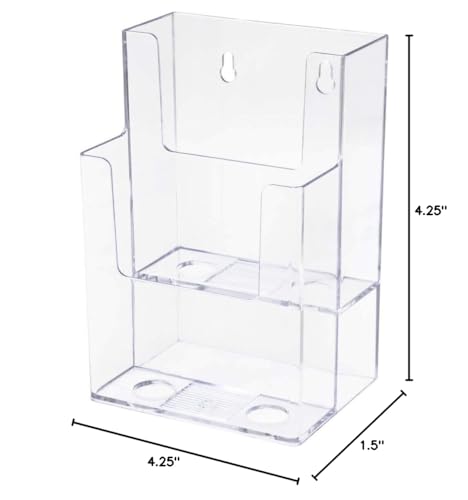 Marketing Holders 12 Pack Brochure Holder Multi Slot Rack for 4" Trifolds Maps or Menus All In One No Assembly Clear Take One Handouts Counter or Hanging Bin for Schools and Libraries - size: 4.25" Wide 2 Tier