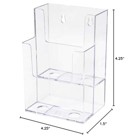 Marketing Holders 12 Pack Brochure Holder Multi Slot Rack for 4" Trifolds Maps or Menus All In One No Assembly Clear Take One Handouts Counter or Hanging Bin for Schools and Libraries - size: 4.25" Wide 2 Tier