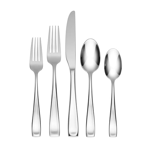 Oneida Moda 65-Piece 18/10 Silverware Set for 12, Flatware - style: 65-Piece Flatware Set with Caddy