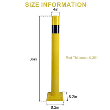 OrangeStar 36 Inch Safety Bollard - Heavy Duty PVC Traffic Barrier, 4" Diameter Yellow Parking Lot Bollard with Anchor Bolts for Driveway, Warehouse, Storefront Protection