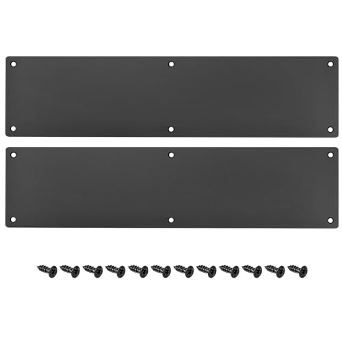 uxcell 2pcs Door Kick Plate, 4 x 16 Inches Aluminum Kick Plate Door Plate, 2 mm Thickness, for Exterior Front Door or Back Door, Black - color: Black, size: 4 x 16 Inch