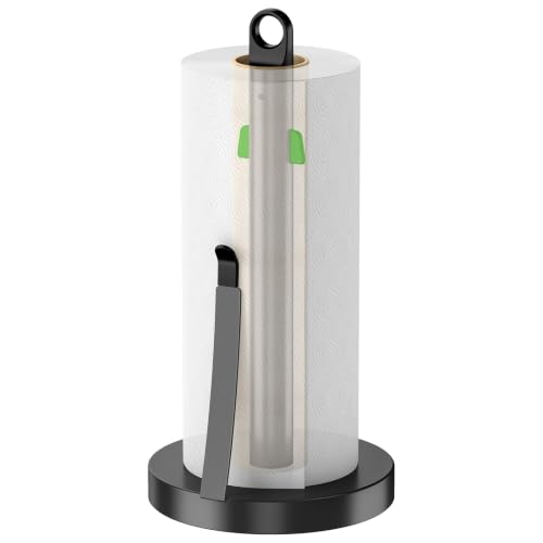 Jesginboo Countertop Paper Towel Holder with Tension Arm, Black - color: Black