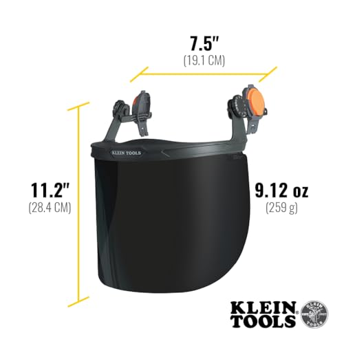 KLEIN TOOLS 60529 Full-Brim Hard Hat Face Shield, Gray Tint, One Size - size: Full Brim Gray