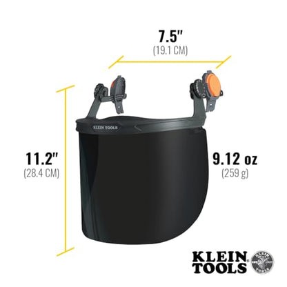 KLEIN TOOLS 60529 Full-Brim Hard Hat Face Shield, Gray Tint, One Size - size: Full Brim Gray