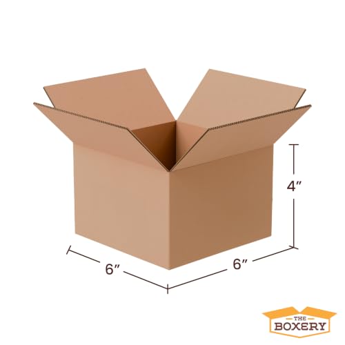 The Boxery 6"x6"x4" Corrugated Cardboard Boxes 100-Pack - size: 6 x 6 x 4"