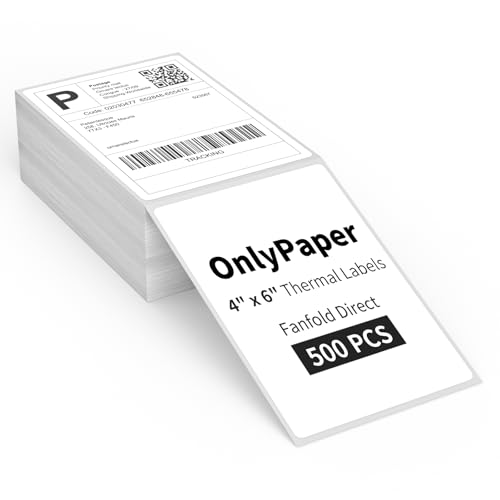 4 x 6 Direct Thermal Shipping Labels - Shipping Address Stickers Perforated and Strong Adhesive, Thermal Labels for Rollo & Zebra Printer（500pcs per Stack,1 Stack） - size: 500Pcs /Stack, style: 1 Stack