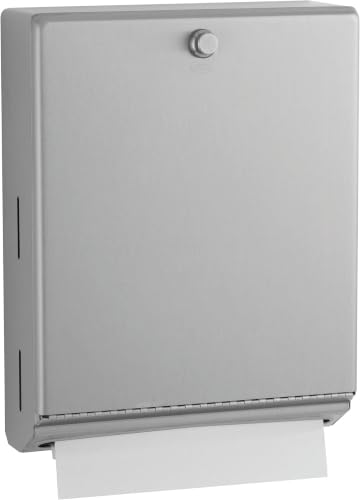 Bobrick B-2620 Surface Mounted Paper Towel Dispenser - Stainless Steel Commercial Bathroom Towel Dispenser with Knob-Latch 400 C-Fold or 525 Multifold Capacity (Pack of 6) - size: 14" (Pack of 6), style: Knob-Latch