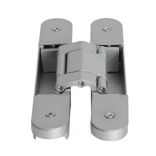 4-Pack 7 inch Silver Hidden Door Hinges,Heavy Duty Zinc Alloy Concealed Hinges, 180 Degree Invisible Hinge, 3 Way Adjustable Butt Hinge - color: Silver, size: 7 Inch