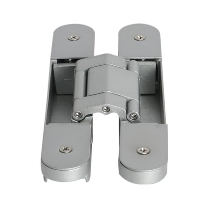 4-Pack 7 inch Silver Hidden Door Hinges,Heavy Duty Zinc Alloy Concealed Hinges, 180 Degree Invisible Hinge, 3 Way Adjustable Butt Hinge - color: Silver, size: 7 Inch